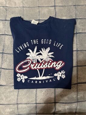 Cruising Carnival Graphic Tee - Navy with White & Red Print